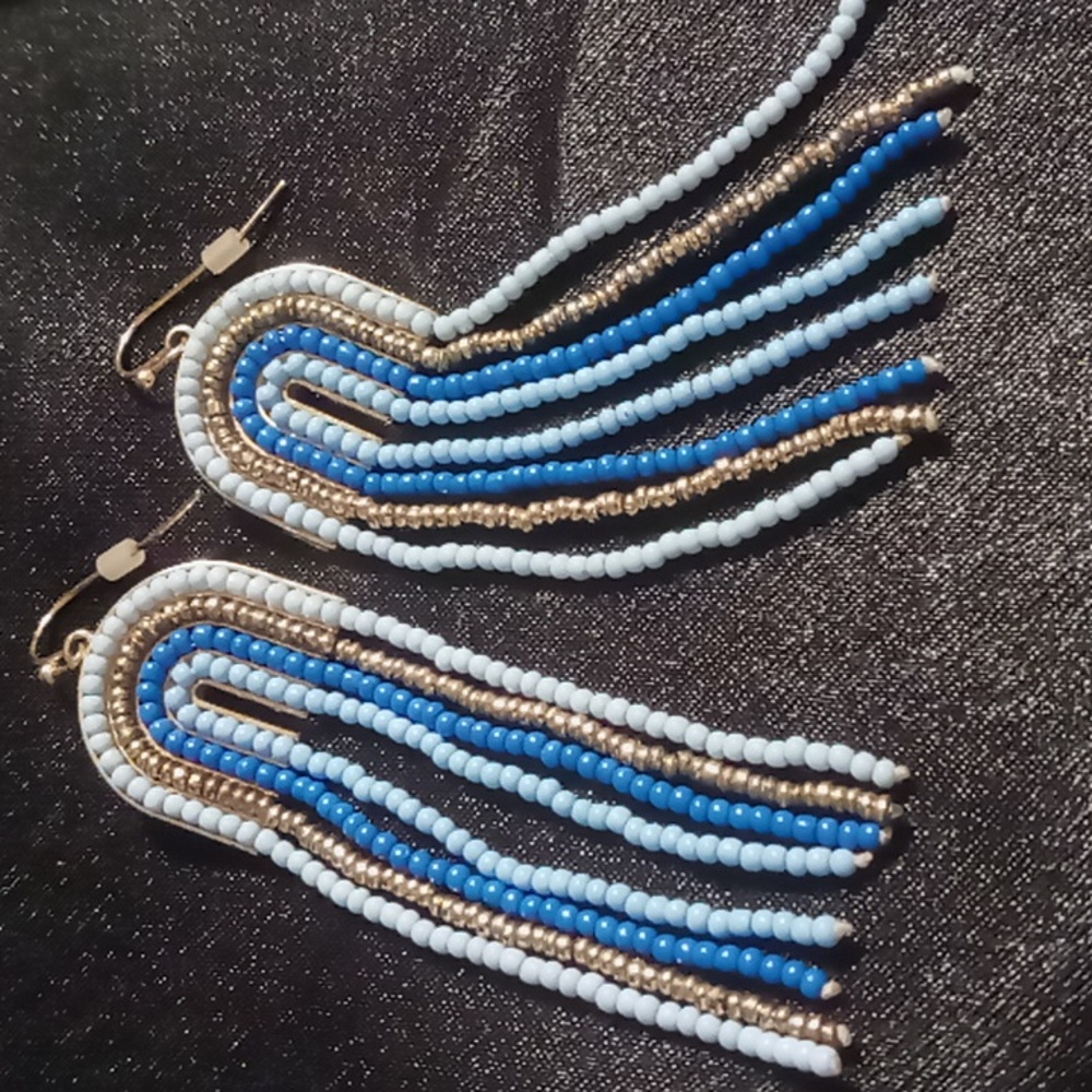 Seed bead dangling earrings nwot free flowing.